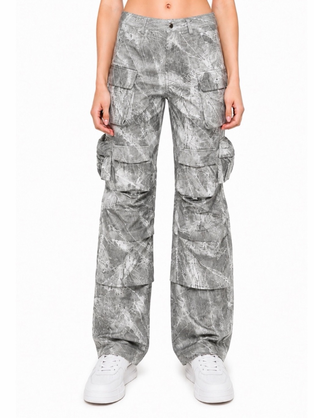 Luxe To Kill Gray Charcoal Acid Wash Oversized Vegan Leather Pants Size 4 NWT!